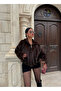 Brown Fox Bomber Coat - 4