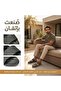 Unique Minimalist Men Arabic Leather Slides Designed by Renowned Italian Designer Double Strap Dot Texture 4CM Elevated Thick Sole Slippers - 2