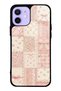 iPhone 12 Glossy Phone Case with Pink Lace Patchwork Design