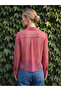 Özmarka New Season Burgundy Shirt Collar Striped Blouse - 5