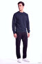 Men's Regular Cut Logo Detailed Round Neck Cotton Long Sleeve Navy Blue Sweatshirt - 2