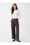 Ecru Crew Neck Striped Women's Ribbed Bodysuit - 2