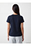 Özmarka New Season Navy Blue Crew Neck Sequined Blouse - 4