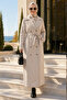 Women's Double Button Belted Lined Bondit Beige Trench Coat - 2