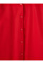 Özmarka New Season Red Oversize Poplin Women's Shirt - 7