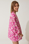 Patterned Viscose Kimono Len0004 Pink Ecru - 3