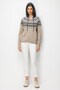 Women's Hooded Robe Jacquard Wool Cardigan Dark Beige - 3