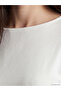 Özmarka New Season White Crew Neck Gathered Blouse - 3