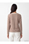 Beige Crew Neck Striped Women's Bodysuit - 4