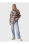 Vizyon New Season Brown Plaid Oversize Women's Lumberjack Shirt - 2