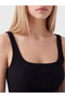 Vizyon New Season Black Square Collar Lace Detailed Women's Undershirt - 3