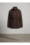 Stone Printed Hooded Drawstring Waist Zippered Coat 10720 - 5