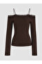 Seray New Season Brown Rope Strap Lace Blouse - 5