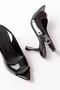 Zri̇n-717 black patent leather pointed toe heeled women's sandals 8.5 cm - 5