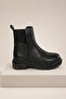Women's Black Genuine Leather Elastic Non-Slip Boots - 3