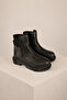 Women's Black Genuine Leather Elastic Non-Slip Boots - 5
