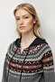 Women's Hooded Robe Jacquard Wool Cardigan Smoked - 2
