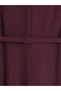 Plum Belted A-Line Crepe Shirt Dress - 5