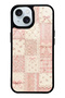 iPhone 15 Glossy Phone Case with Pink Lace Patchwork Design