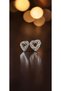 Gray Crystal Stone Gold Color Heart Shaped Steel Earrings - Tarnish Resistant - 4