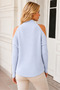 Women's Turtleneck Long Sleeve Ribbed Detailed Off-The-Shoulder Baby Blue Knitwear Sweater - 3