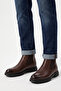 Genuine Leather Brown Rubber Sole Chelsea Men's Winter Boots Luass30Al0046