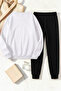 Unisex Rose & Silhouette Design Printed Crew Neck Sweatshirt - 2-Piece Tracksuit Set - 2