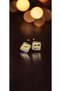 Silver Color Crystal Edged Gold Color Square Steel Earrings-Tarnish Resistant - 5