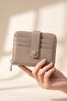 Textured Pattern Snap Closure Beige Wallet