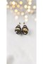 Black Crystal Wrapped Gold Color Drop Steel Earrings - Tarnish Resistant
