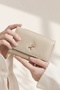 Logo Detail Snap Fastener Beige Wallet - 2