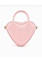 Pink Shk236 Faux Leather Zippered Single Compartment Heart Model Hand, Arm and Shoulder Bag