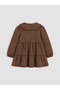 Özmarka New Season Brown Baby Collar Leopard Patterned Baby Girl Dress - 4