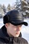 Men's Faux Leather Fur Cap Hat