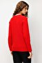 Women's V-Neck Stone Embroidered Wool Cardigan Coral - 4