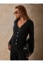 Women's Lace Detailed V-Neck Buttoned Knitwear Cardigan Wide Leg Pants Two-Piece Set - 4
