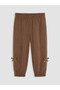 Brown Bow Detail Baby Girl Jogger Sweatpants - 2