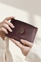 Logo Detail Snap Fastener Claret Red Wallet - 2
