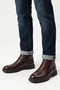 Genuine Leather Brown Double Zipper Men's Winter Boots Luass30Al0049