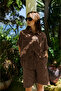 Brown Polka Dot Shirt Shorts Set - 51437