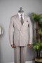 Exclusive Striped Linen Double-Breasted Suit Brown