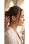 Black Crystal Wrapped Gold Color Drop Steel Earrings - Tarnish Resistant - 2