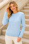 Women's Round Neck Long Sleeve Hair Braided Soft Textured Trendy Casual Baby Blue Knitwear Sweater - 6