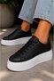 Women's 5 cm Thick Sole Sneaker with Glitter Detail Casual Sports Shoes - Ecru - 2
