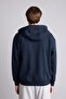 Relax Fit Hooded Zippered Basic Cardigan - Navy Blue - 5