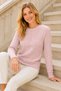Women's Round Neck Long Sleeve Hair Braided Soft Textured Trend Casual Powder Knitwear Sweater - 2