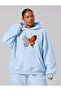 3 Yarn Combed Cotton Plus Size Flying Butterflies Printed Unisex Sweatshirt Df6