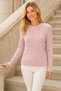 Women's Round Neck Long Sleeve Hair Braided Soft Textured Trend Casual Powder Knitwear Sweater - 7