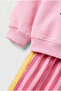 Girl's Cat Printed Pink School Sweatshirt and Striped Wide-Leg Sweatpants Set - 3