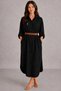 Women's Black Long Shirt Muslin 100% Cotton Oversize Dress - Without Belt - 8